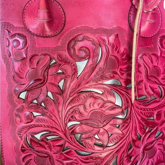 **SUPERBOWL WEEKEND SALE:**
Patricia Nash Fuchsia Floral Cutout Tote - Picture 4 of 6